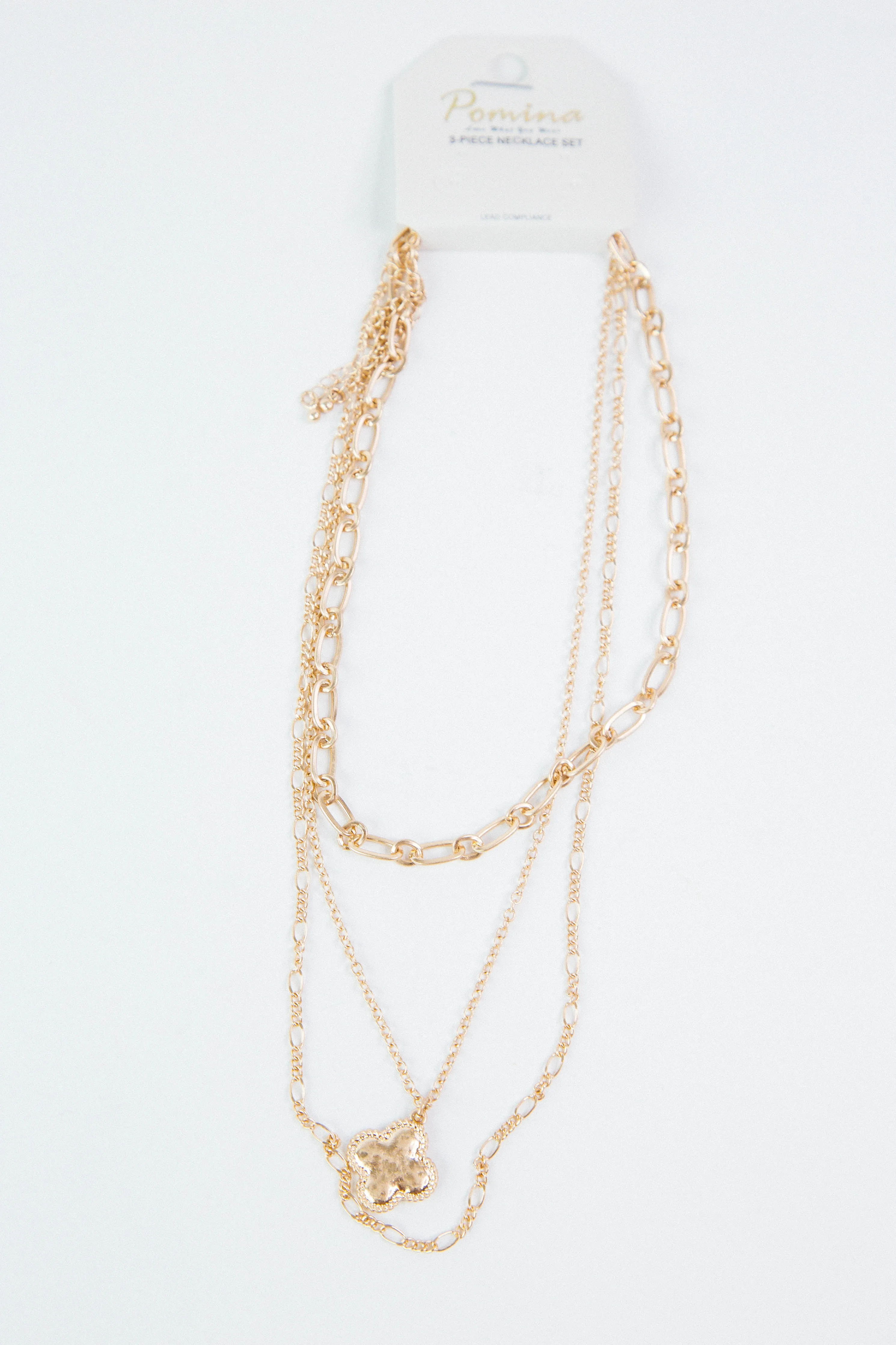 Talia Clover Layered Necklace, Gold