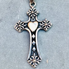 The Heart Cross - Smaller Cross Pendant - Rope Necklace - PEN710