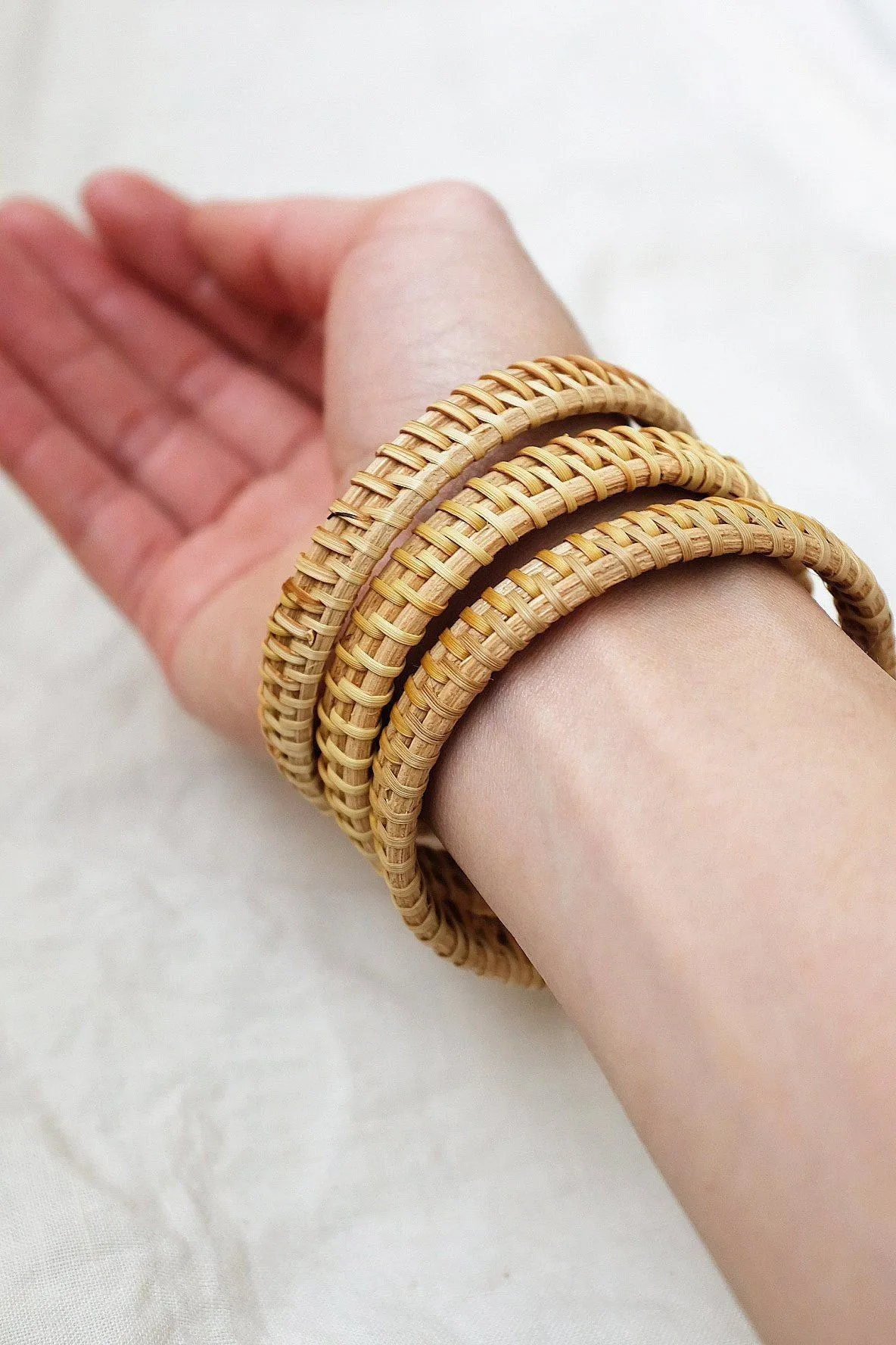 Thien Natural Handwoven Rattan Bangle Bracelet (3pcs)