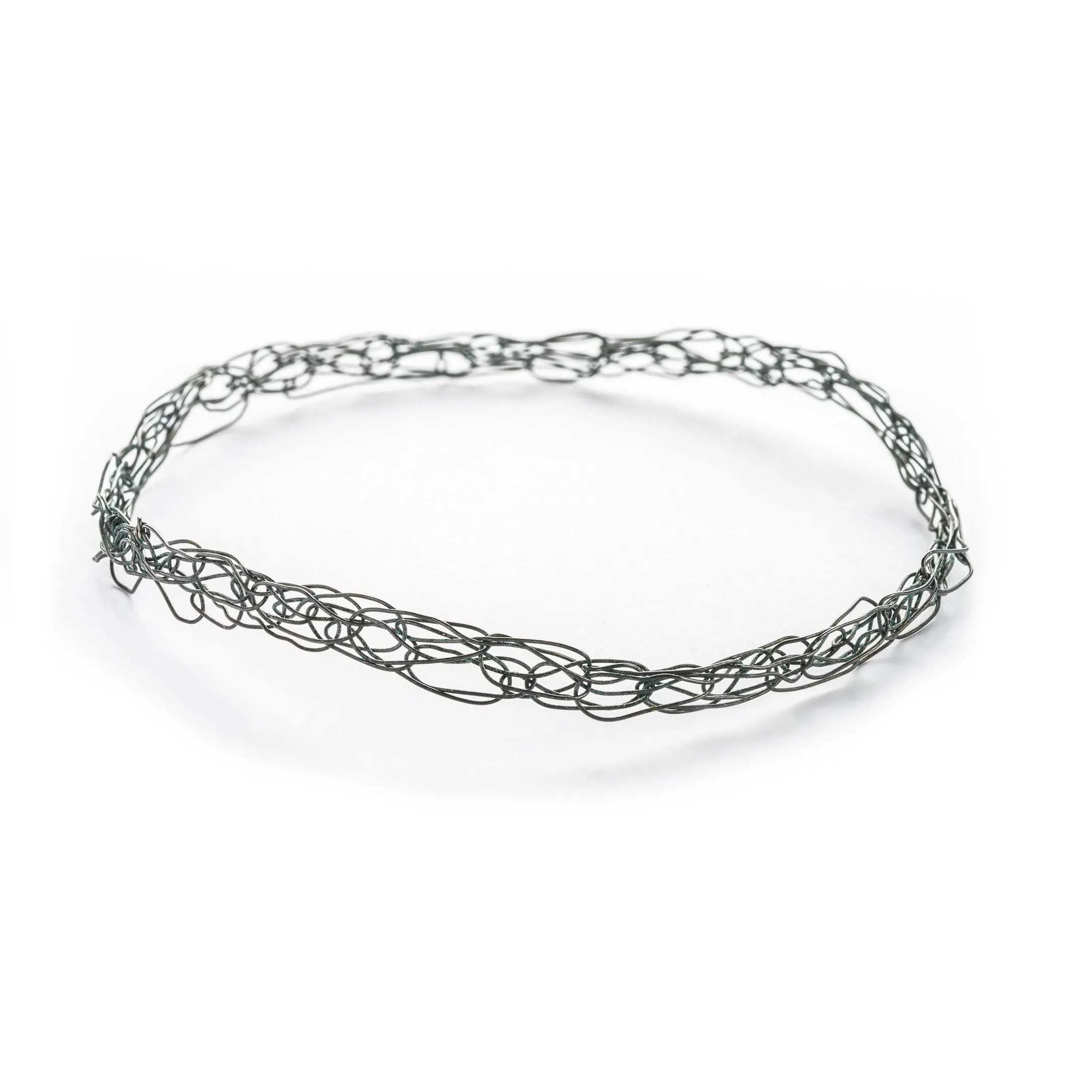 Thin Oxidized Silver Bangle