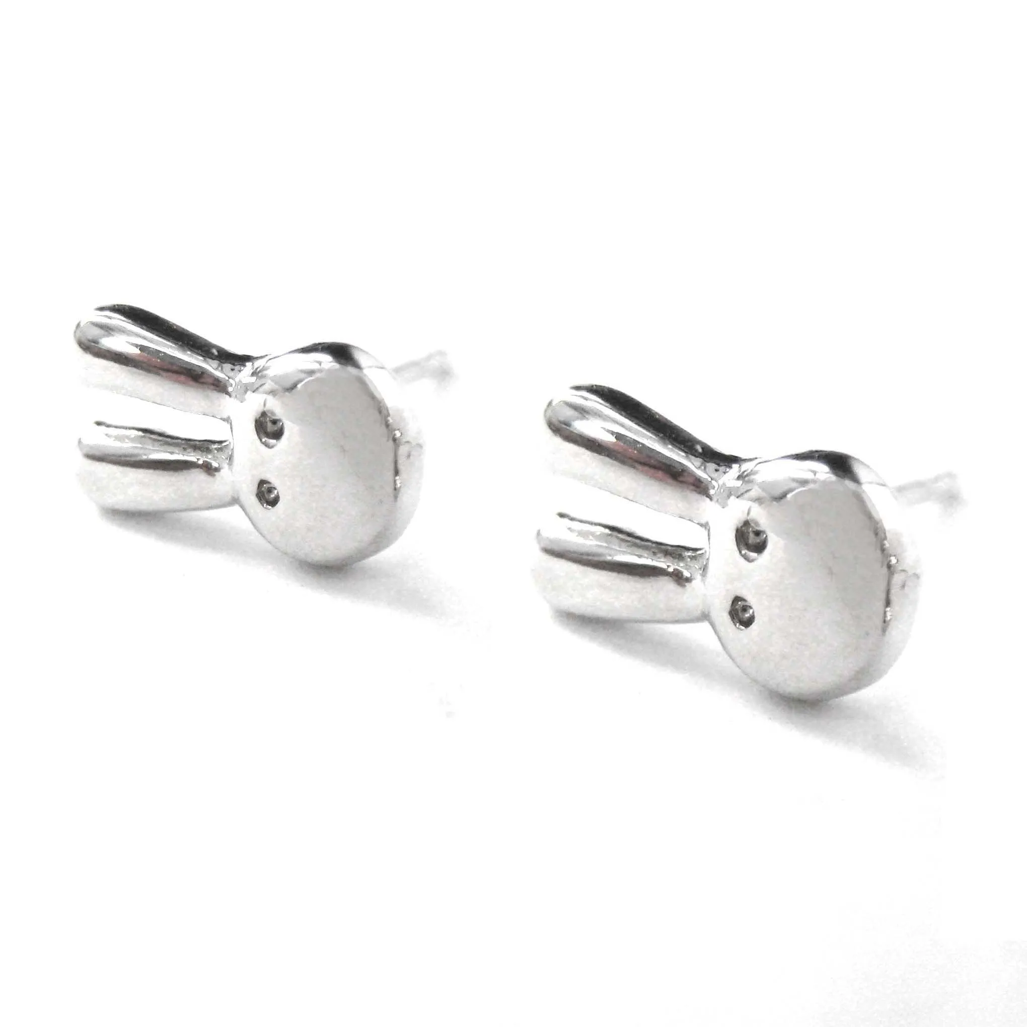 Tiny Bunny Rabbit Miffy Animal Themed Stud Earrings in Silver