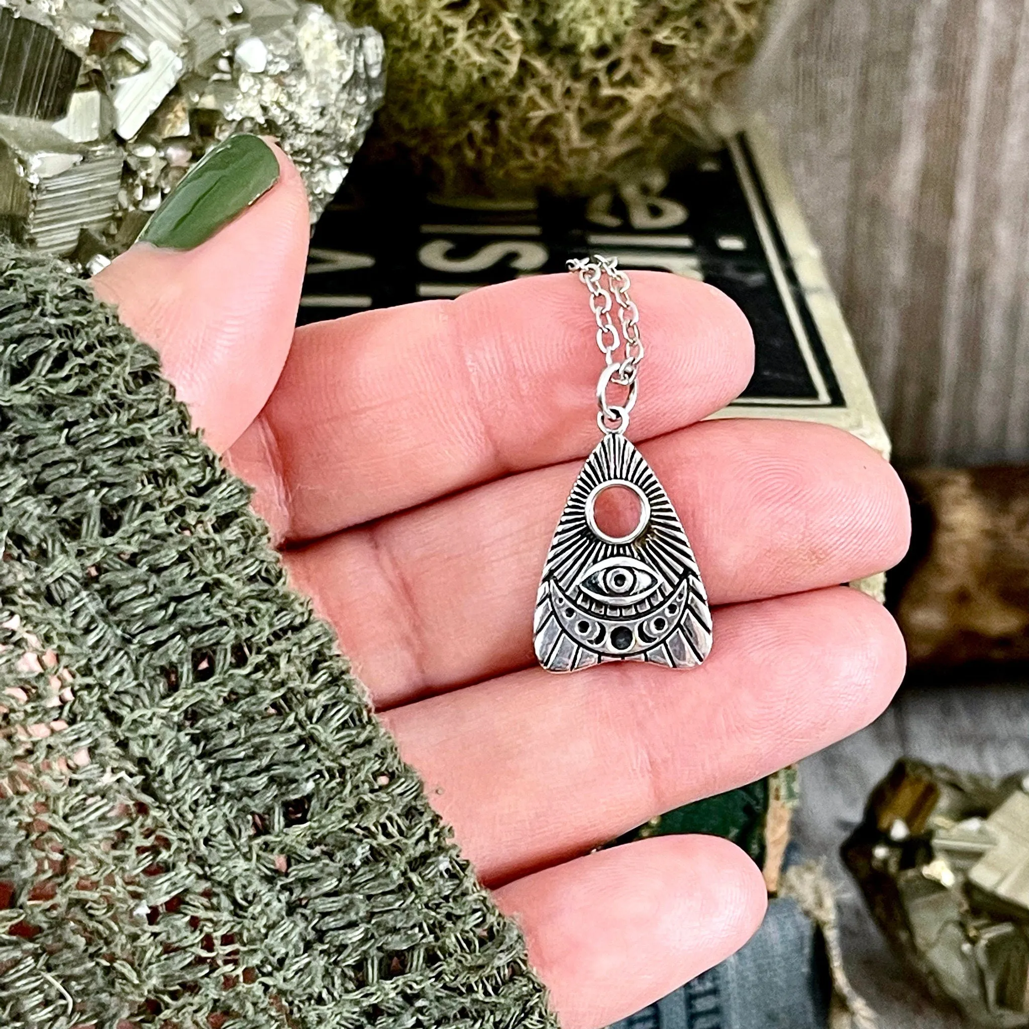 Tiny Talisman Collection - Sterling Silver Ouija Planchette Pendant 25x15mm  /