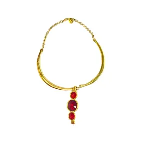 TRA-LA-RA STELAR RED CRYSTALS 24K GOLD CHOKER