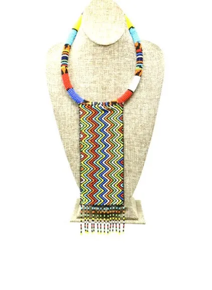 Unisex Short Beaded Neck Tie Necklace 04