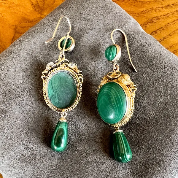 Victorian Malachite Drop Earrings