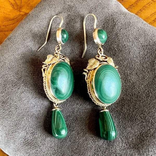 Victorian Malachite Drop Earrings