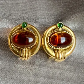 Vintage Citrine & Green Tourmaline Earrings