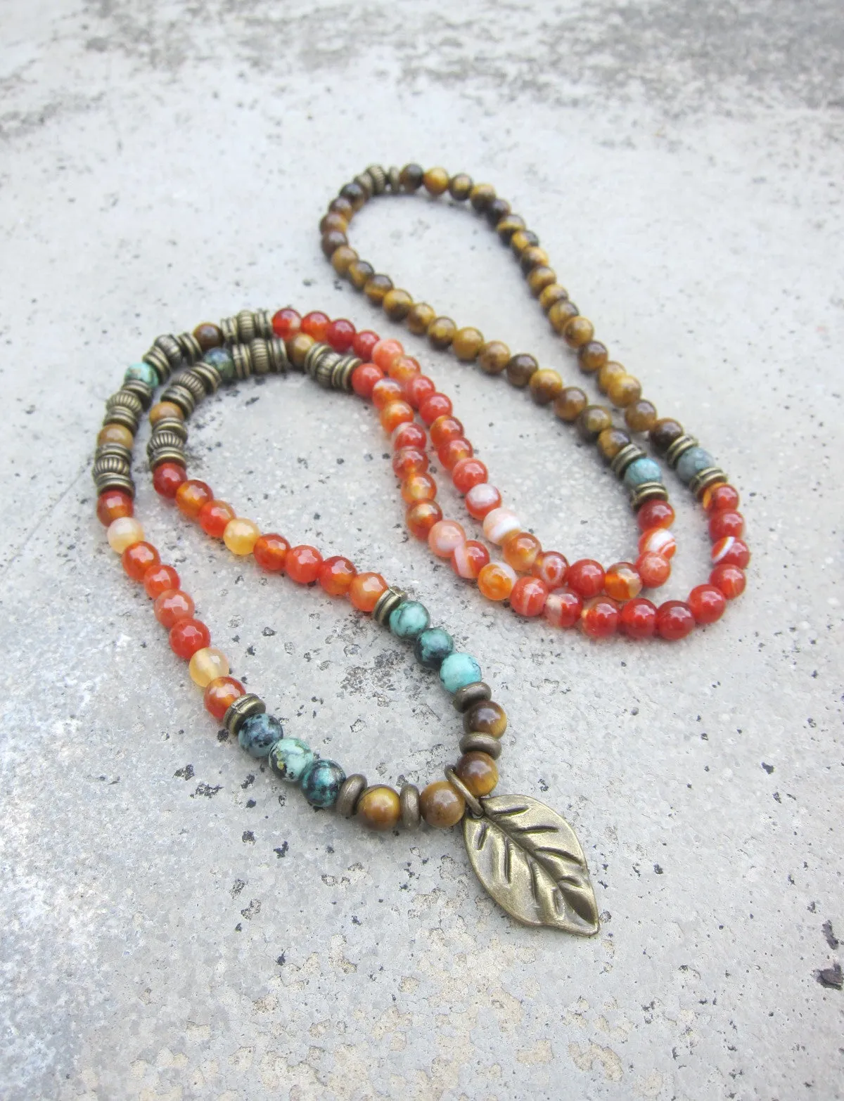 Vintage Turquoise Mandarin in 108 Mala Necklace - Vitality and Prosperity