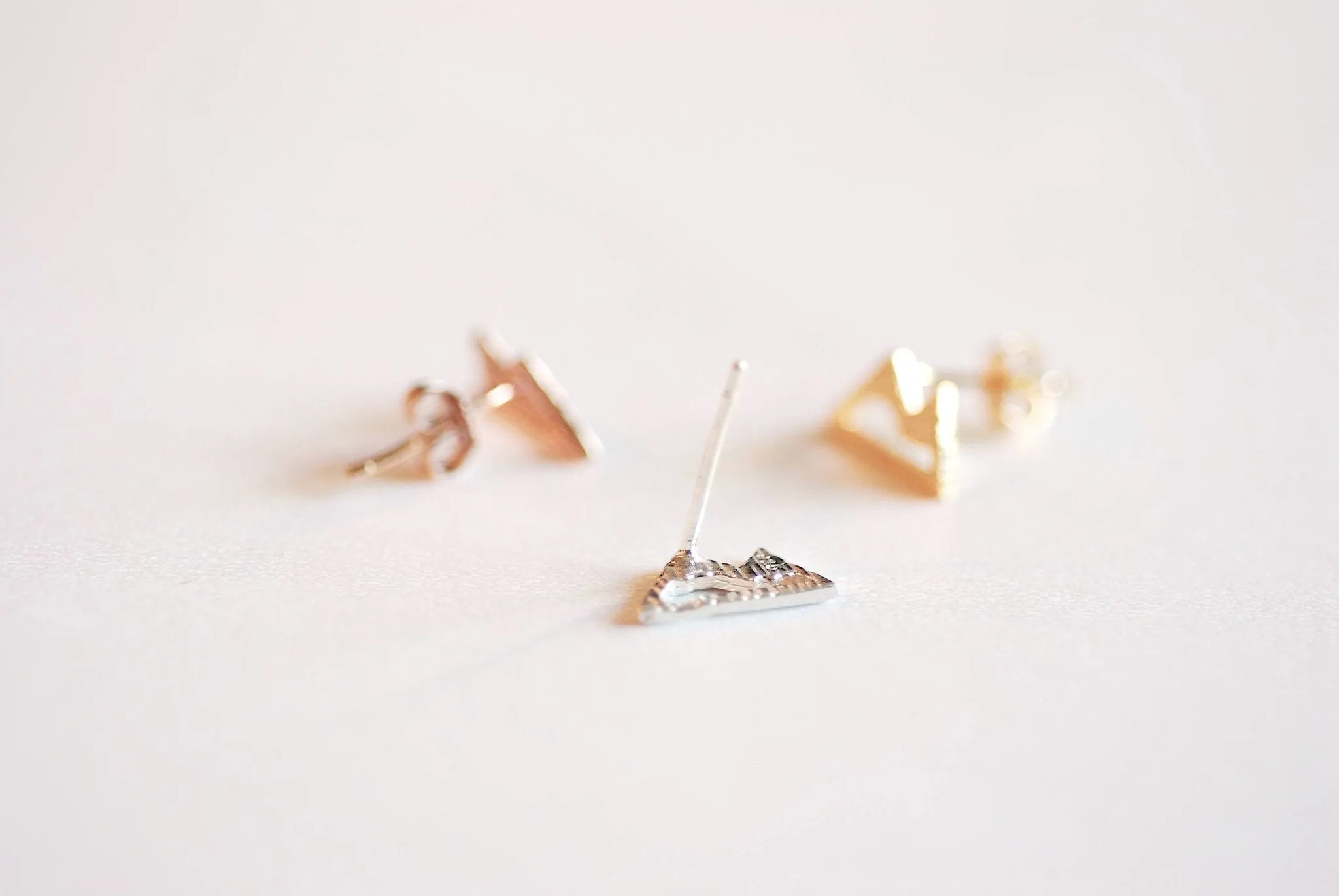 Wholesale Mountain Stud Earrings- 925 Sterling Silver, Gold, Rose Gold, Ski Earrings, Hiking Earrings, Snow summit, Stud Earrings, mountain jewelry