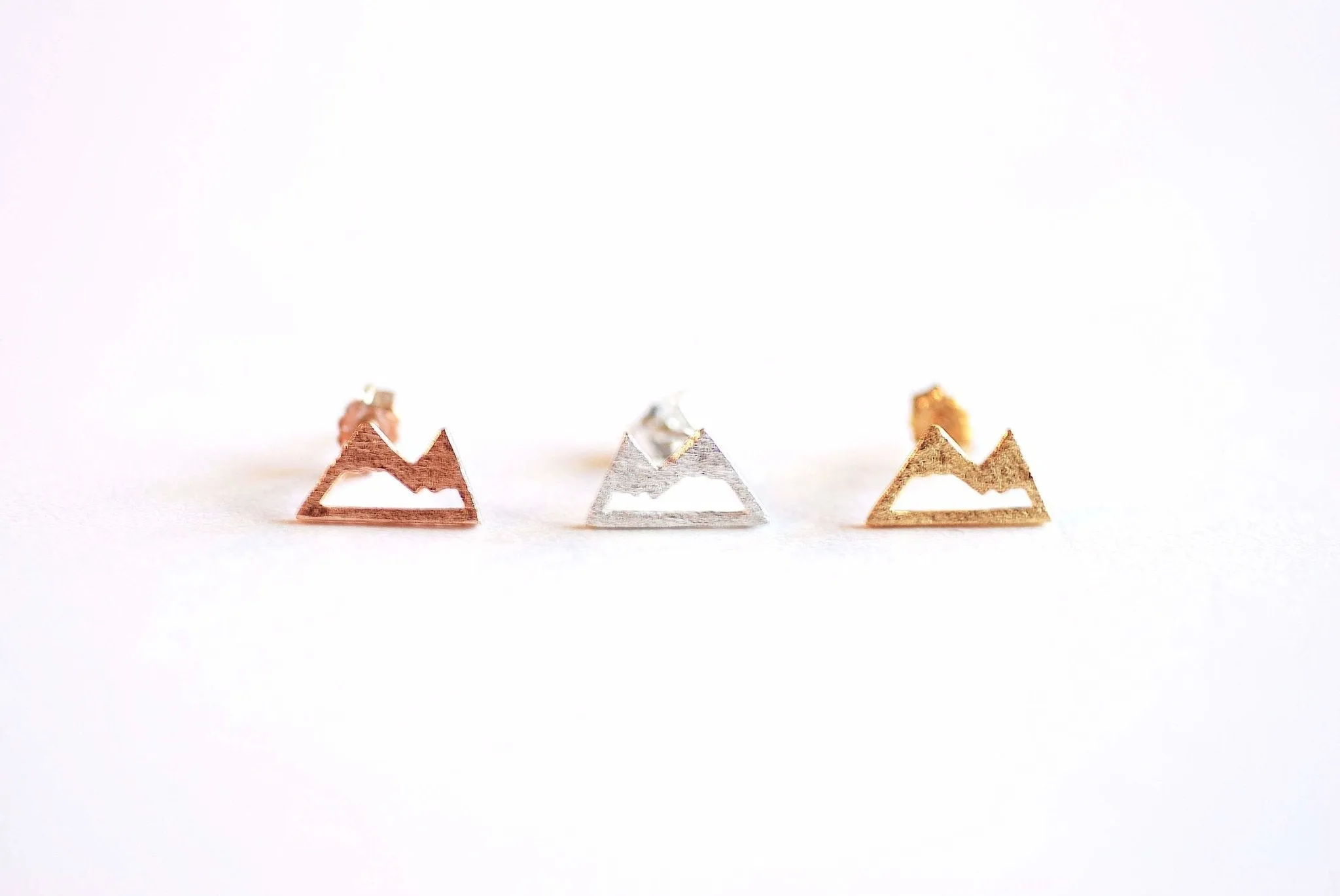 Wholesale Mountain Stud Earrings- 925 Sterling Silver, Gold, Rose Gold, Ski Earrings, Hiking Earrings, Snow summit, Stud Earrings, mountain jewelry