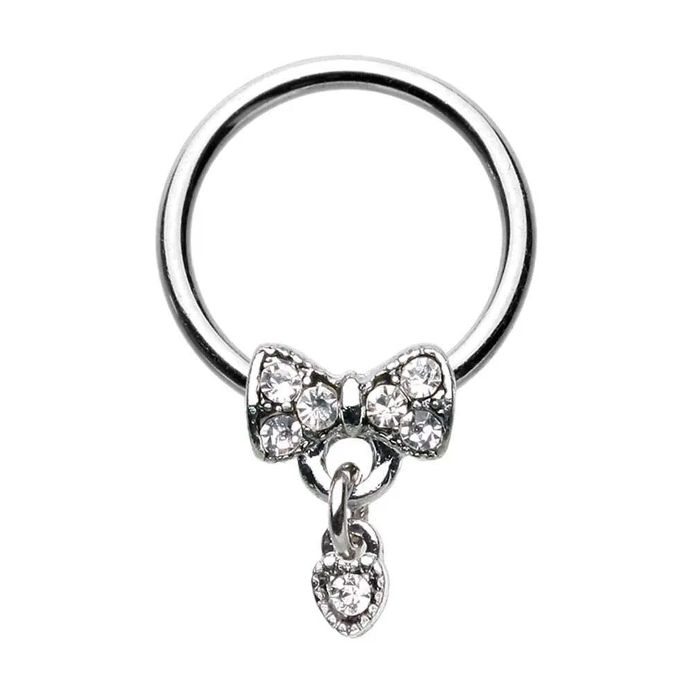 WILDKLASS Dainty Bow-Tie Dangle Steel Captive Bead Ring