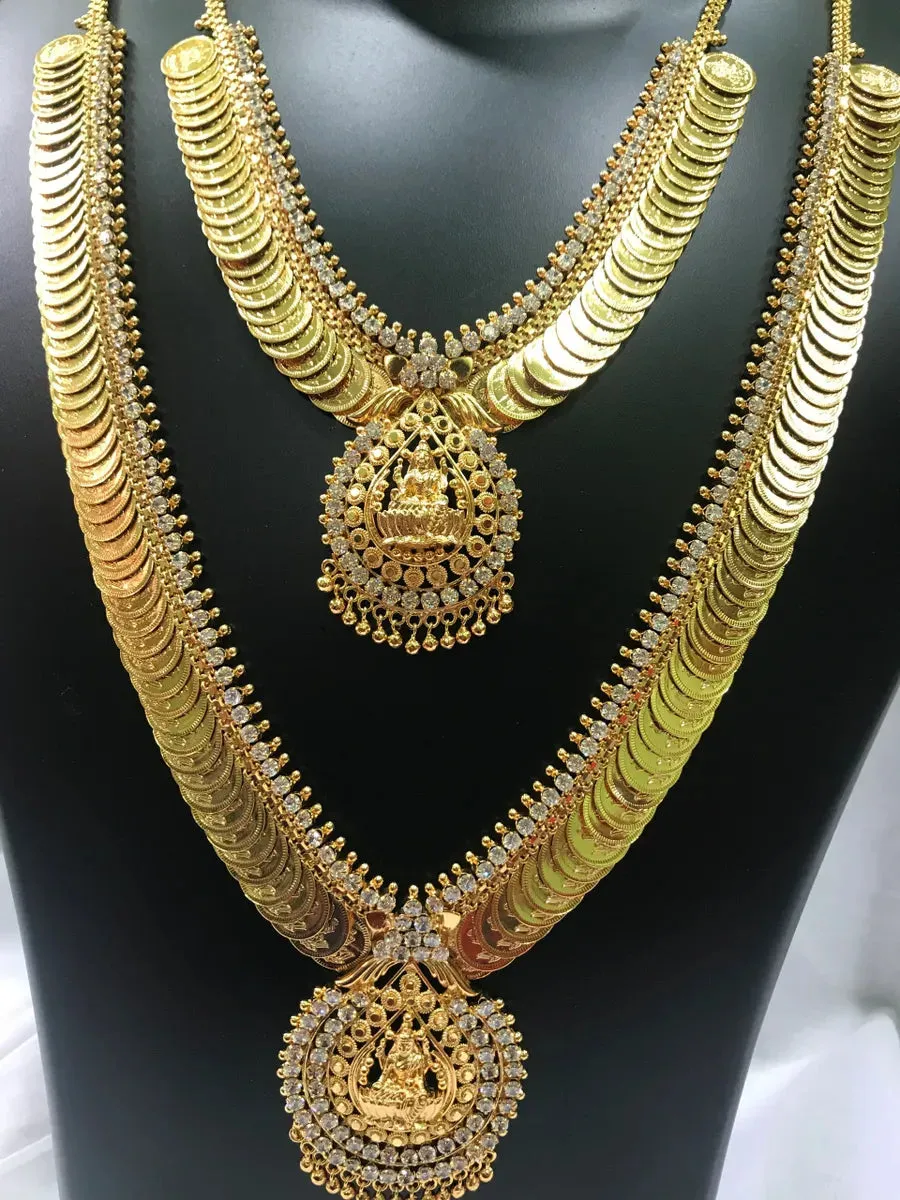 Women Gold Plated & Temple Coin Studded Handcrafted Layered Jewelry Set