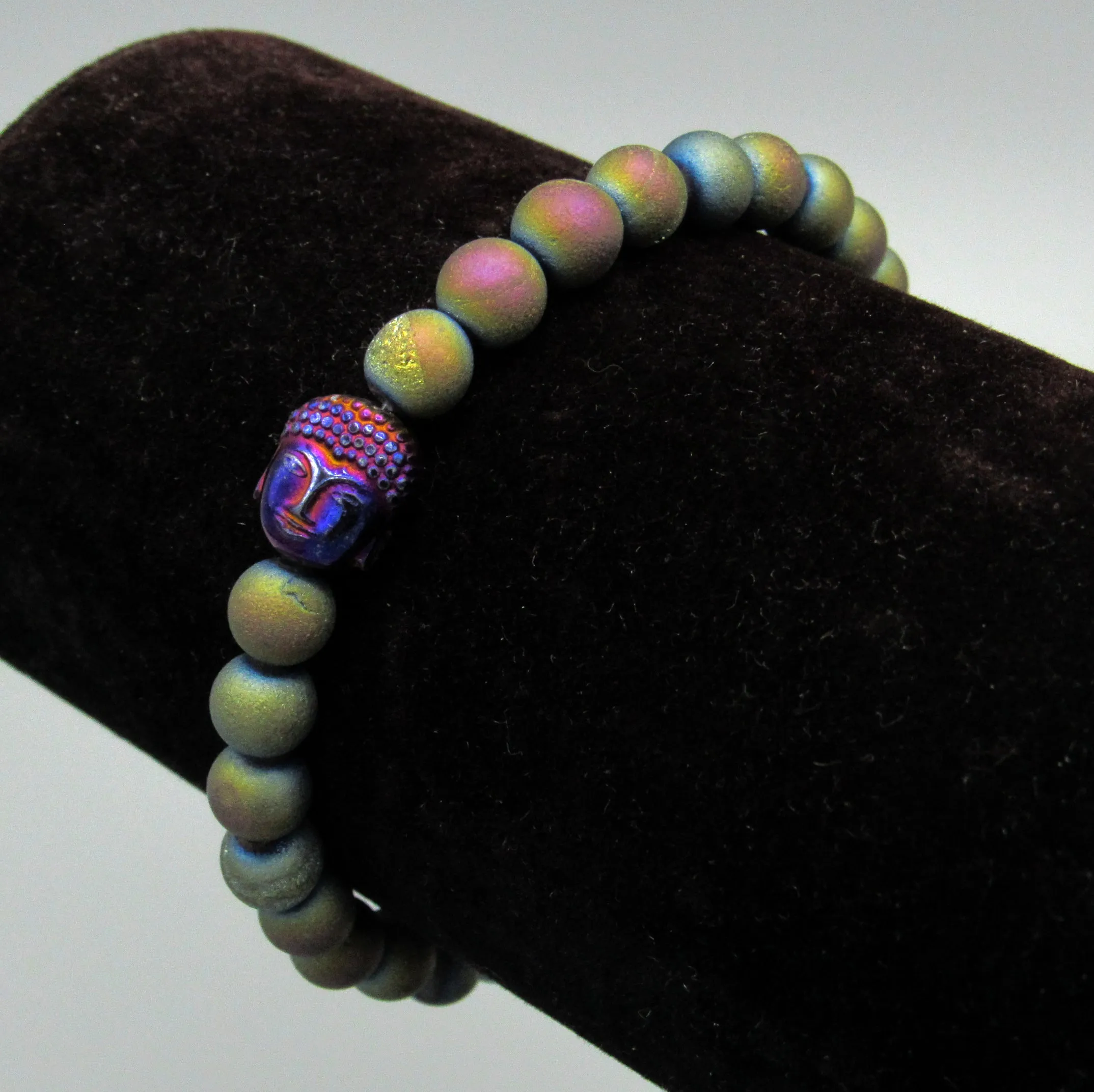 Women’s Druzy Agate and Hematite Buddha Gemstone FAITH bracelets