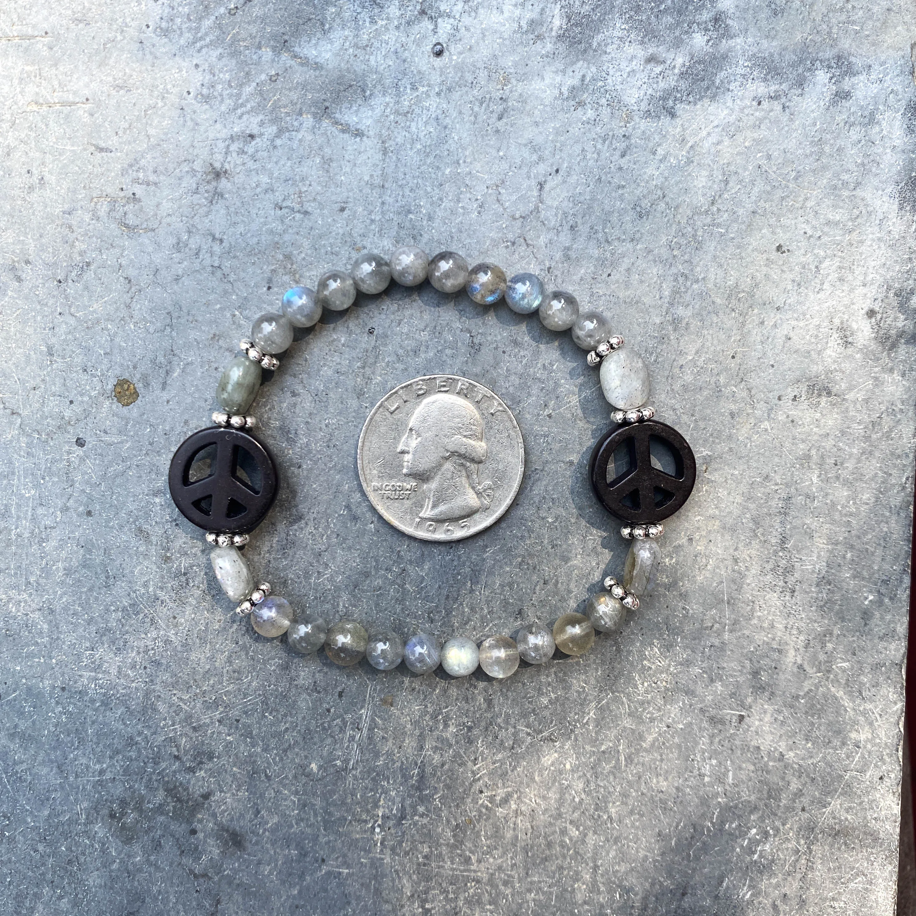 Women's Gemstone Peace Sign Bracelets with Sterling Silver.