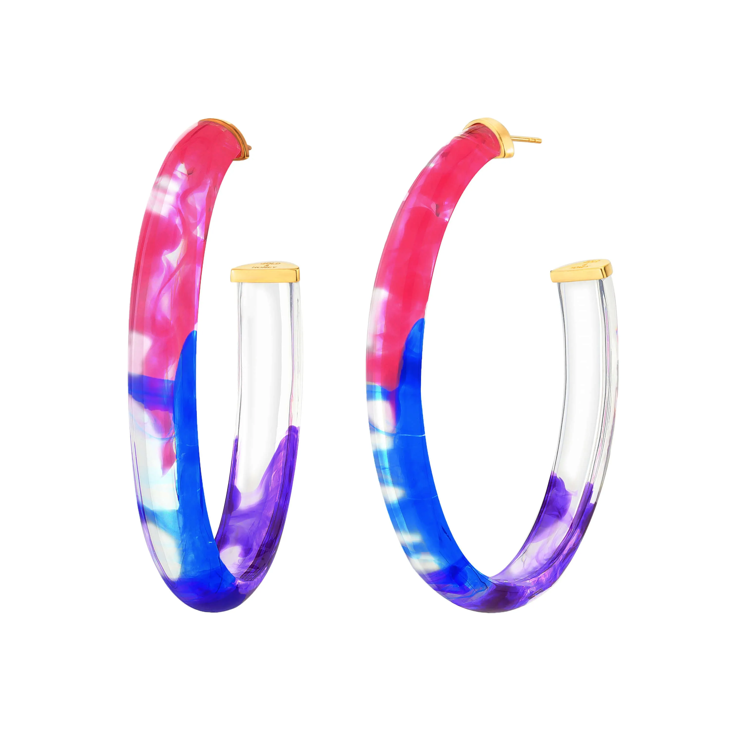 XL Oval Tie Dye Lucite Hoop Earrings in Cotton Candy