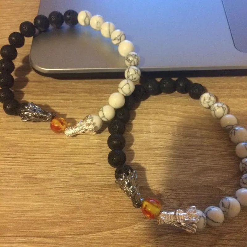 Yin Yang Twin Dragon Head Bracelets