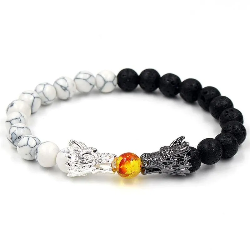 Yin Yang Twin Dragon Head Bracelets