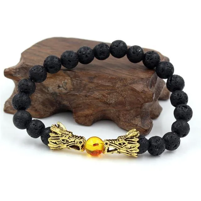 Yin Yang Twin Dragon Head Bracelets