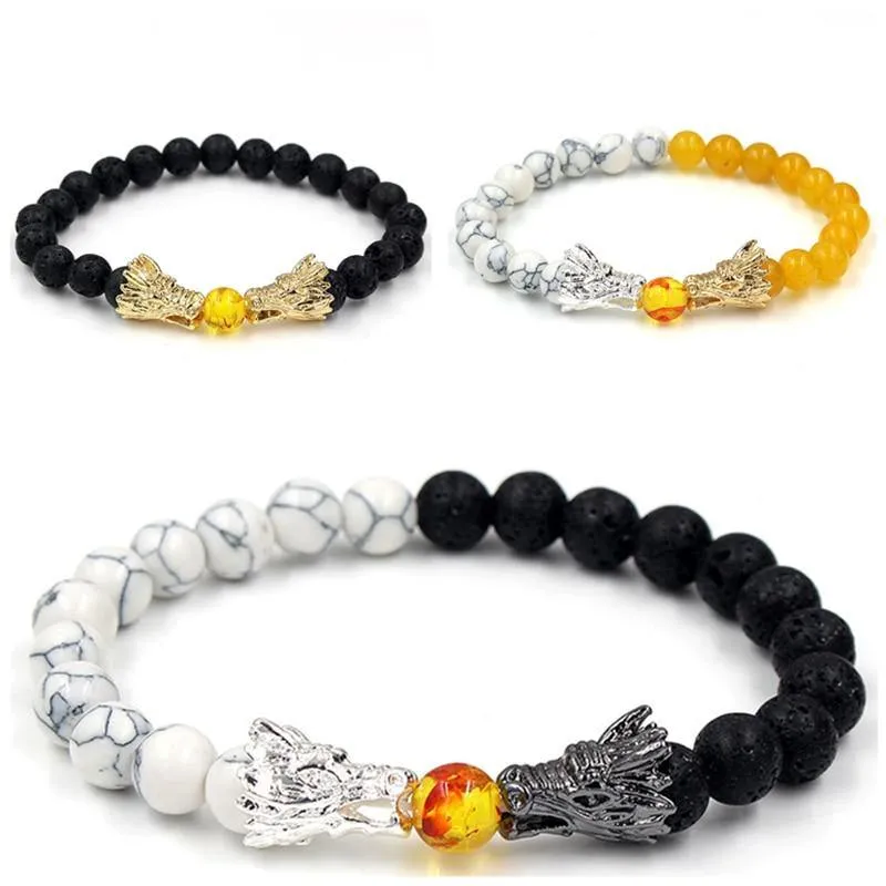 Yin Yang Twin Dragon Head Bracelets